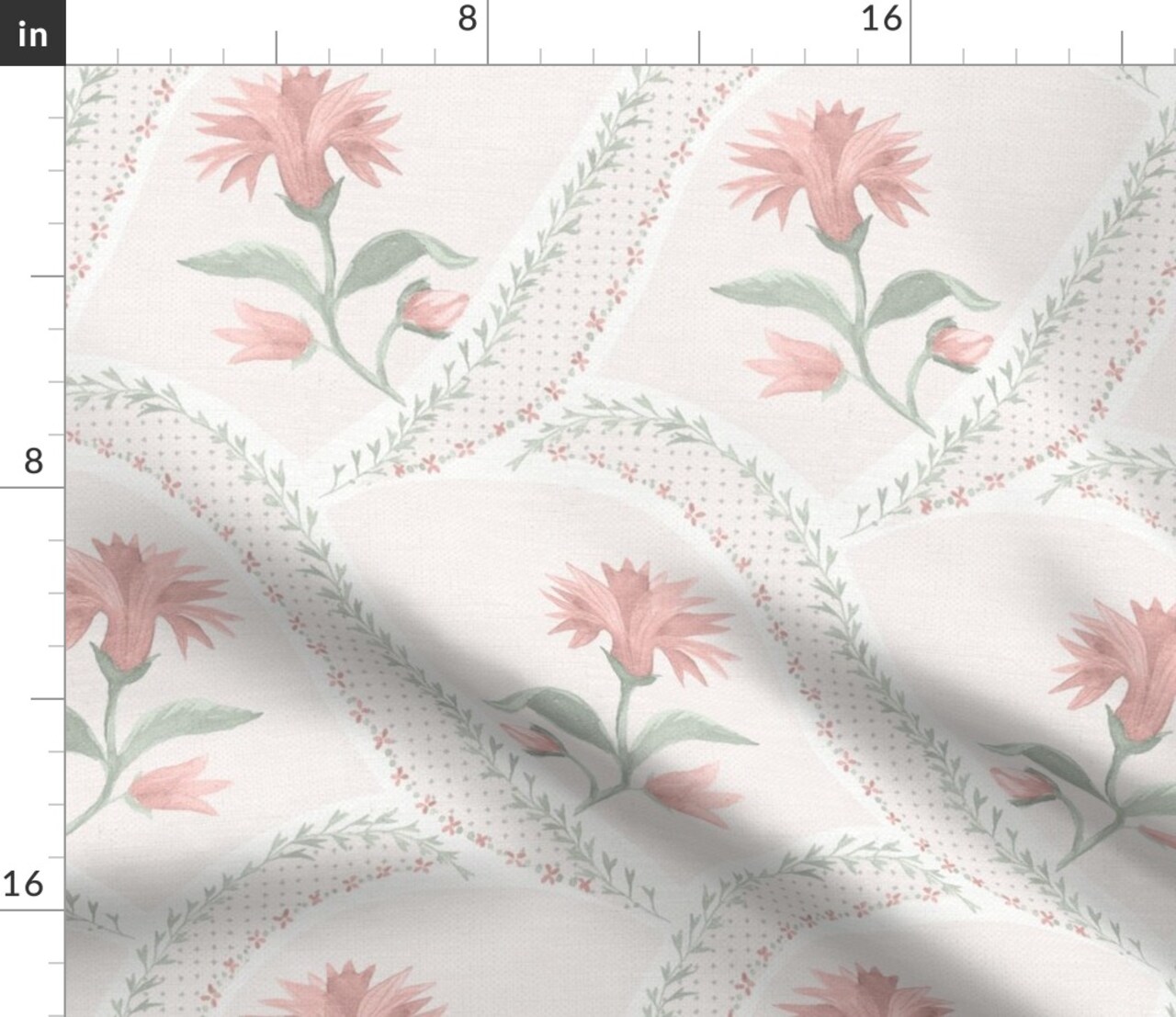 Floral Cottagecore Watercolor Botanical Garden Dots Custom Printed Fabric by Spoonflower Various Fabrics by the Yard or Fat Quarter